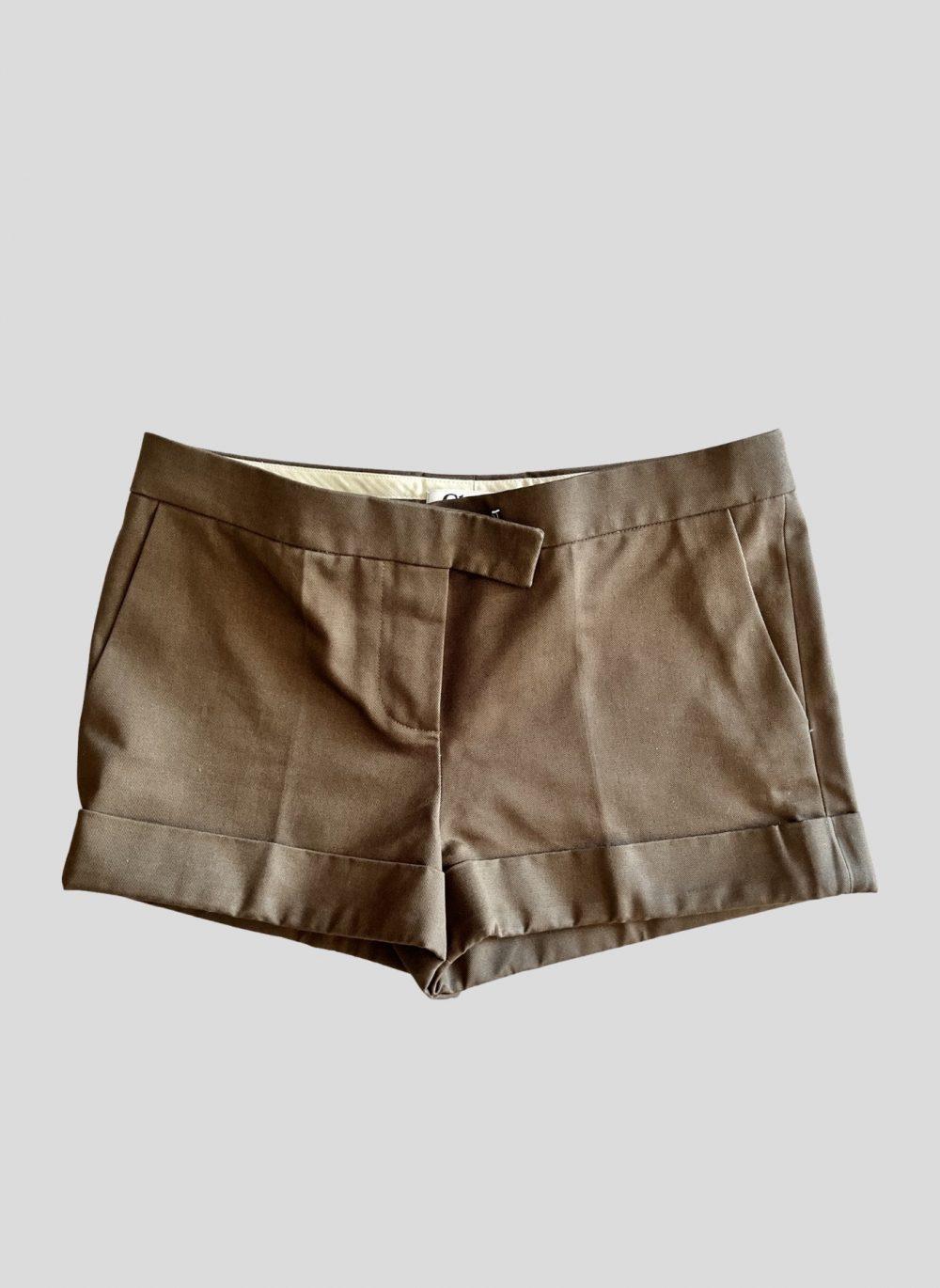 brown-structured-cotton-shorts-onrotate
