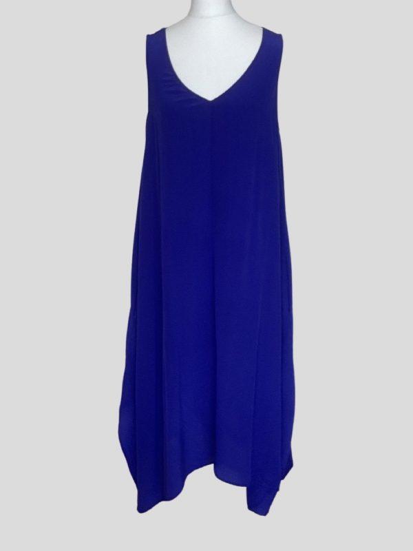 blue-silk-asymmetrical-trapeze-dress-front
