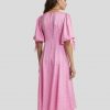 lorelle-pink-daisy-jacquard-midi-dress-onrotate