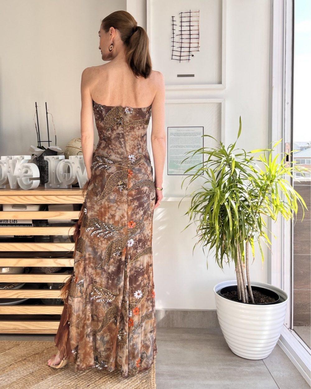 BESPOKE- BROWN-STRAPLESS-GOWN